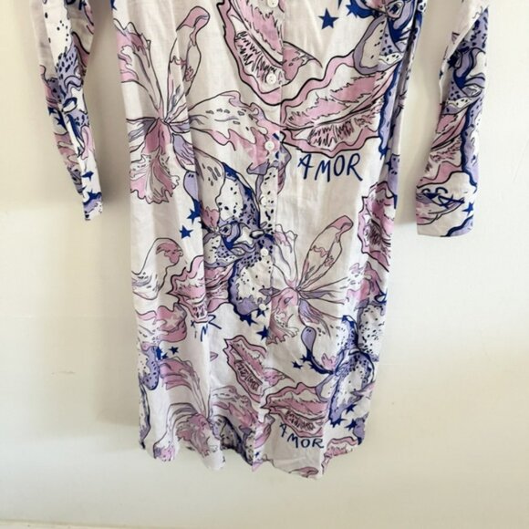 NEW Las Surenas Purple Amor Linen Shirt Dress XS - Picture 4 of 9